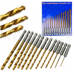 WIERTŁA DO METALU ZESTAW HEX HSS TYTANOWE 13szt