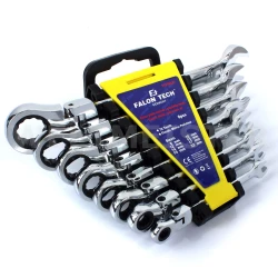 Klucze płasko-oczkowe z grzechotka 8-22 mm 8 szt.